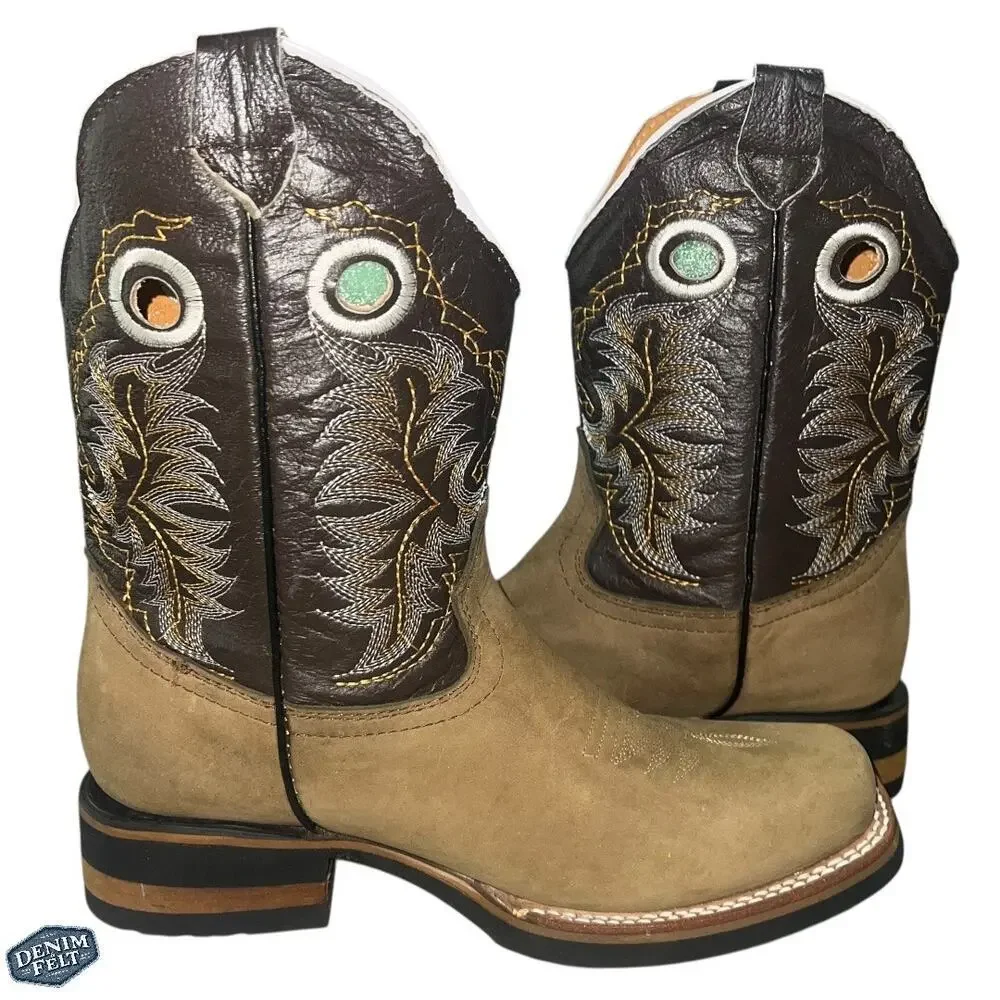 Old Corral Men’s Tan/Light Brown Suede Leather Top Cowboy Western Boots‎ | NEW